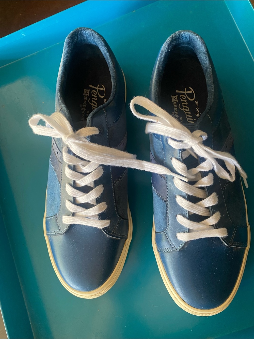 An Original Penguin By Munsingwear Blue and White Low-Top Sneakers